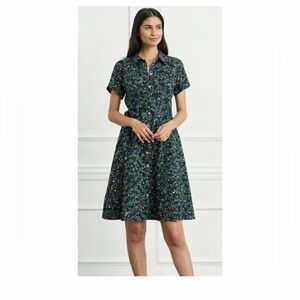 Laura shirt dress linen midnight garden green size xs